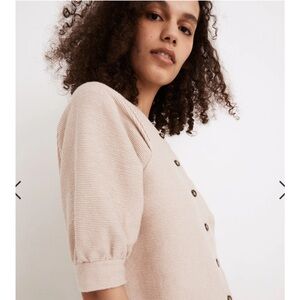 Ottoman Jacquard Pleat Sleeved Button Down Top by Madewell